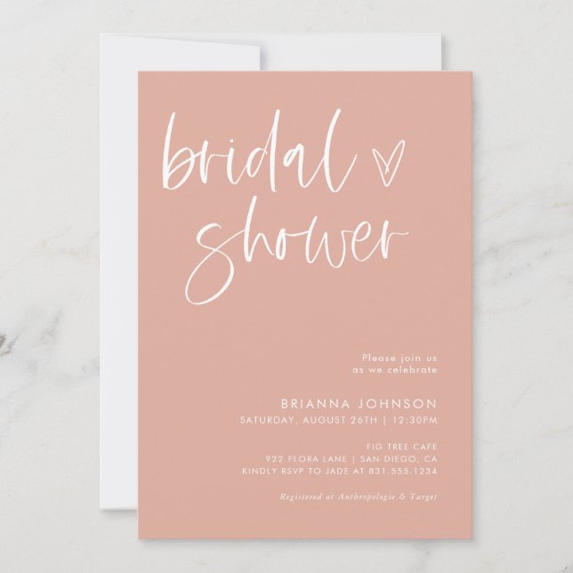 Invitación Moderna ducha de novia Minimalista | Boho Bridal (Anverso)