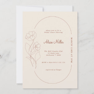 Invitación Moderna ducha de novia Minimalista de terracota fl