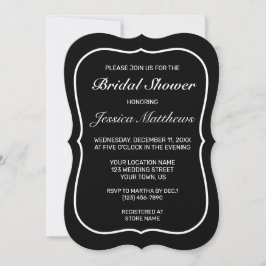 Invitación Moderna ducha de novia Minimalista negra blanca