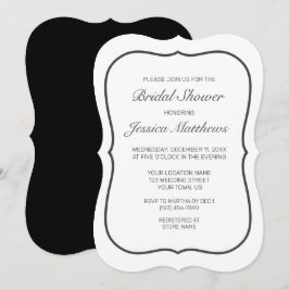 Invitación Moderna ducha de novia Minimalista negra blanca