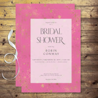 Moderna ducha de novia minimalista rosa y dorada P