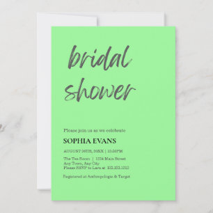 Invitación Moderna ducha de novia Minimalista verde de la men