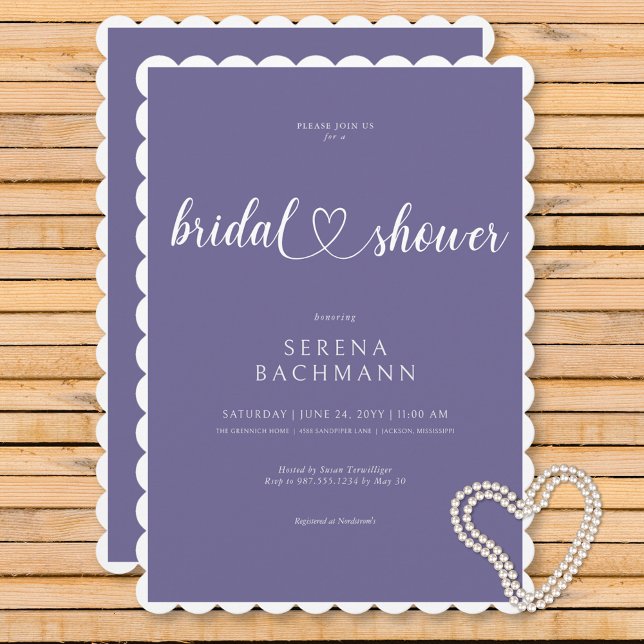 Invitación Moderna ducha de novia romántica de lavanda mínima (Modern Romantic Minimal Lavender Bridal Shower Invitation)