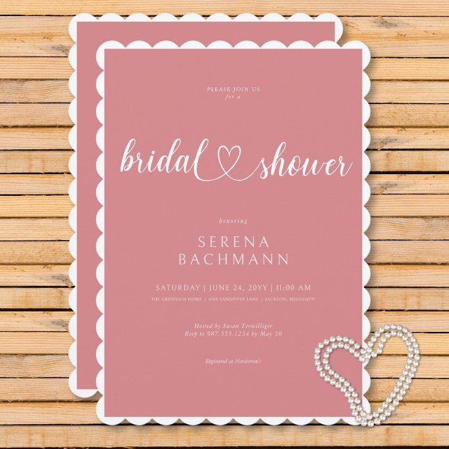 Invitación Moderna ducha de novia romántica mínima rosa (Modern Romantic Minimal Pink Bridal Shower Invitation)