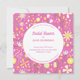 Invitación Moderna ducha de novia rosa floral