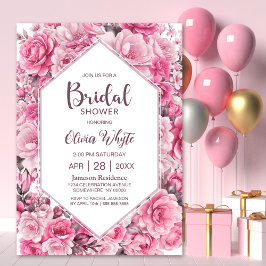 Invitación Moderna ducha de novia rosa rosa floral