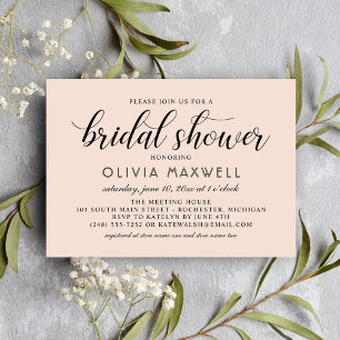 Invitación Moderna ducha de novia Rubor y Boda negro