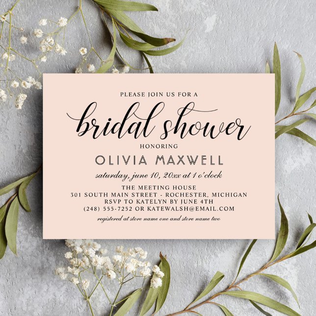 Invitación Moderna ducha de novia Rubor y Boda negro (Subido por el creador)