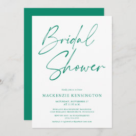 Invitación Moderna ducha de novia verde esmeralda brillante