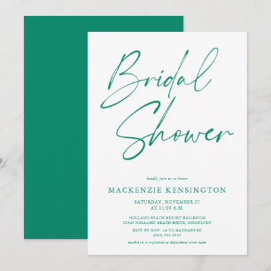 Invitación Moderna ducha de novia verde esmeralda brillante
