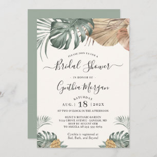Invitación Moderna ducha de novias Boho Tropical Monstera Lea