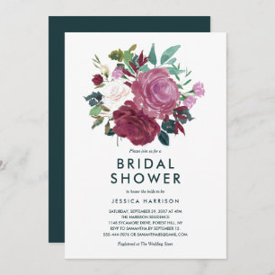 Invitación Moderna ducha de novias con buquet floral pintado