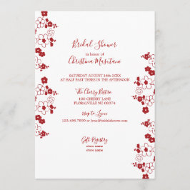 Invitación Moderna ducha de novias con flores de cerezo rojo