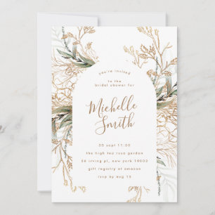 Invitación Moderna ducha de novias de Boho Eucalyptus de Oro 