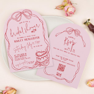 Invitación Moderna ducha de novias de color negro con mano ir