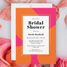 Invitación Moderna ducha de novias de color rosa caliente y N