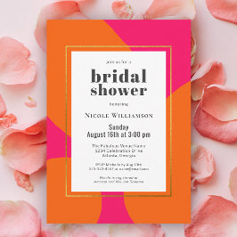 Invitación Moderna ducha de novias de color rosa caliente y N