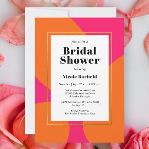 Invitación Moderna ducha de novias de color rosa caliente y N