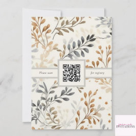 Invitación Moderna ducha de novias de follaje otoñal con códi