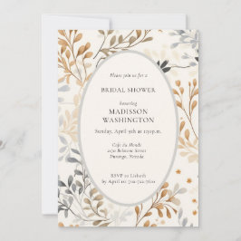 Invitación Moderna ducha de novias de follaje otoñal con códi