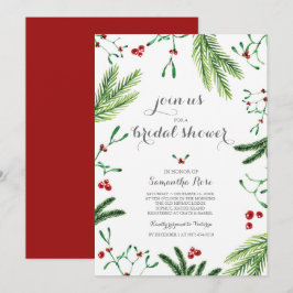 Invitación Moderna ducha de novias de Navidades rojos y verde