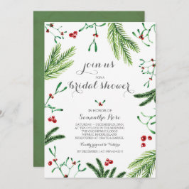 Invitación Moderna ducha de novias de Navidades rojos y verde