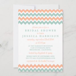 Invitación Moderna ducha de novias de Peach & Mint Chevron