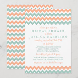 Invitación Moderna ducha de novias de Peach & Mint Chevron