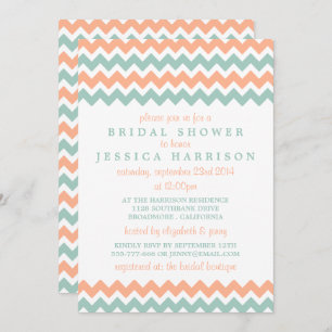 Invitación Moderna ducha de novias de Peach & Mint Chevron