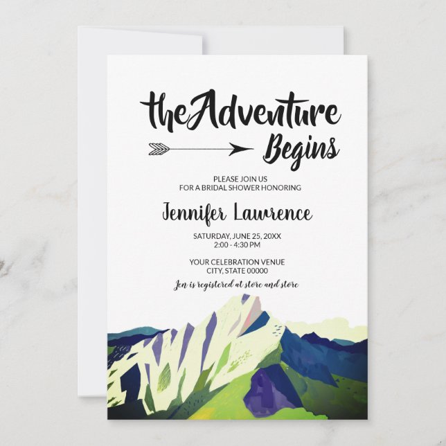Invitación Moderna ducha de novias en bosque de bosques de mo (Anverso)