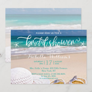 Invitación Moderna ducha de novias en Ocean Beach tropical tr