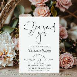 Invitación Moderna Ducha De Novias Escrita Dijo Sí