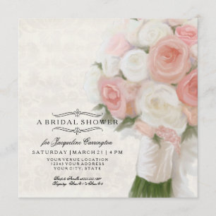 Invitación Moderna Ducha De Novias Florales Elegante Damasco