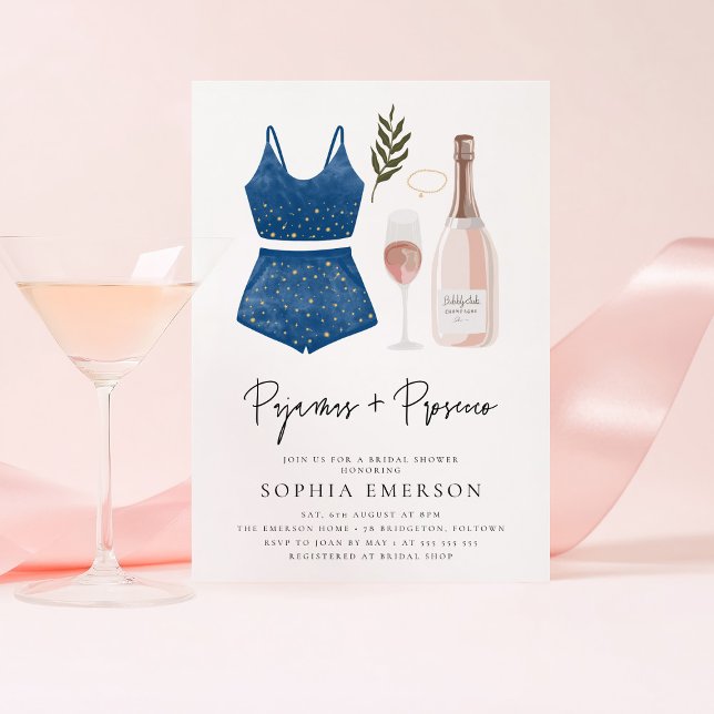 Invitación Moderna ducha de novias PJ y Prosecco (Subido por el creador)