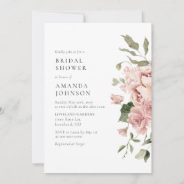 Invitación Moderna ducha de novias rosas rosadas