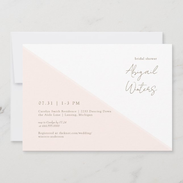 Invitación Moderna ducha de novias Rubor y Gold Simplicity (Anverso)