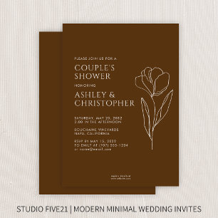Invitación Moderna ducha de nuez marrón floral de nuez trenza