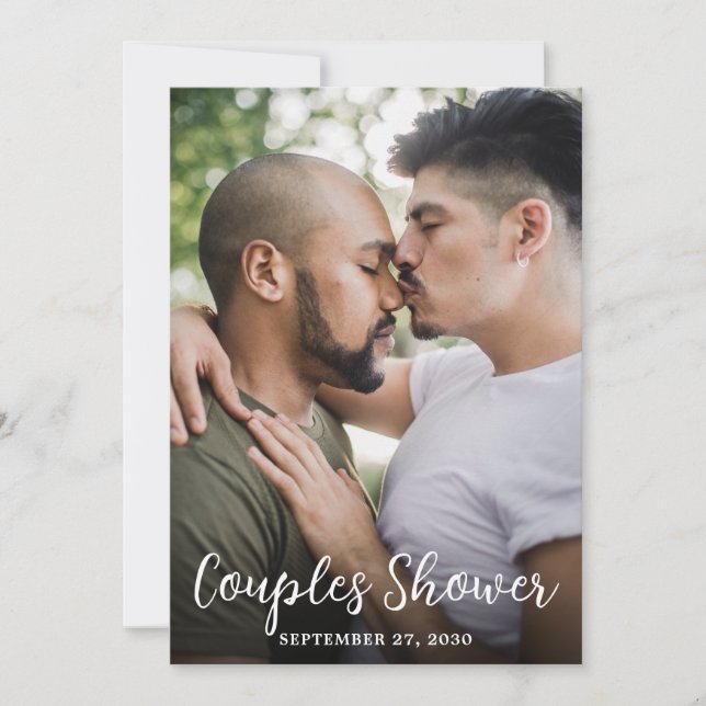 Invitación Moderna ducha de parejas LGBTQ fotográfica (Anverso)