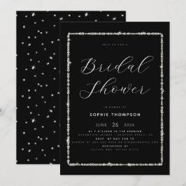 Invitación Moderna ducha de Purpurina con marco de resplandor