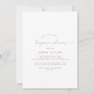 Invitación Moderna ducha de Rosa Gold Script Lingerie