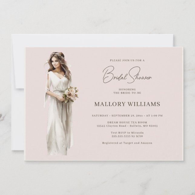Invitación Moderna ducha de traje de novia (Anverso)