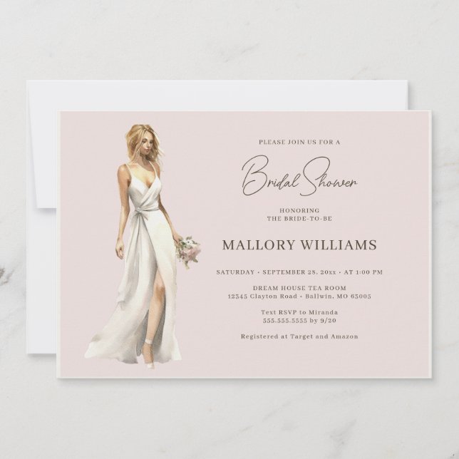Invitación Moderna ducha de traje de novia (Anverso)