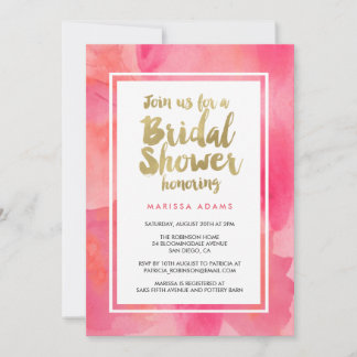 Invitación Moderna ducha dorada rosa de novia Art
