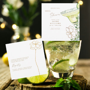 Invitación Moderna ducha margarita floral de oro