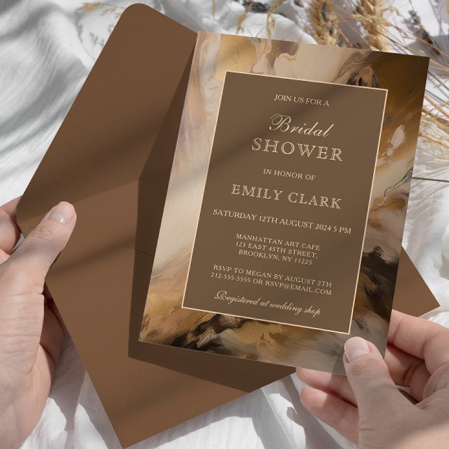 Invitación Moderna ducha marital de chocolate de oro artístic (Subido por el creador)