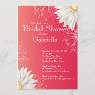 Invitación Moderna ducha marrón color rojo margarita brillant