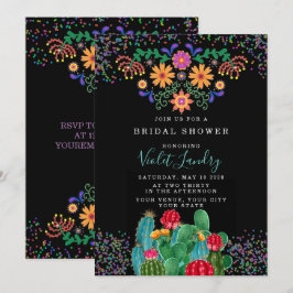 Invitación Moderna ducha marrón colorida de Fiesta y Cactus