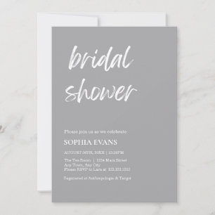 Invitación Moderna ducha marrón Minimalista plateada de novia