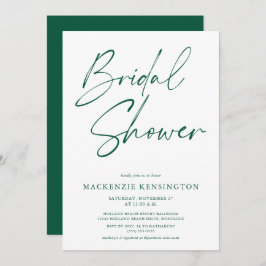 Invitación Moderna ducha marrón Minimalista verde esmeralda v