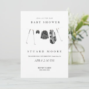 Invitación Moderna ducha mínima para bebé de golf